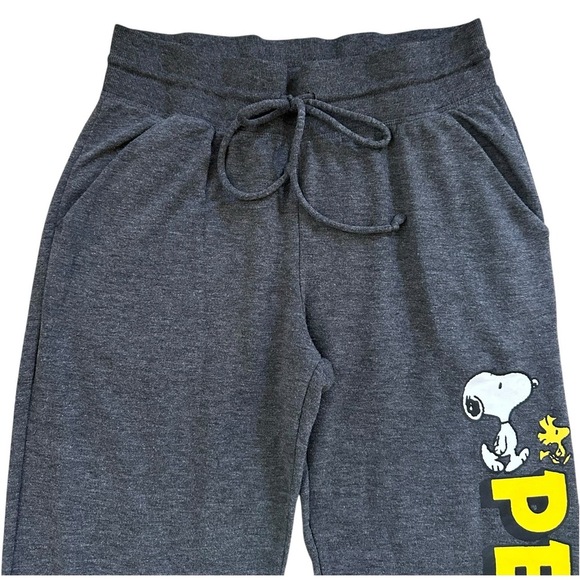 Peanuts Snoopy Jogger Sweatpants Womens Size Med Grey Drawstring Lounge Pants - Picture 5 of 9